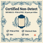 Certified non-detect: NSF/ANSI 53, PFOA and PFOS at 20 parts per trillion